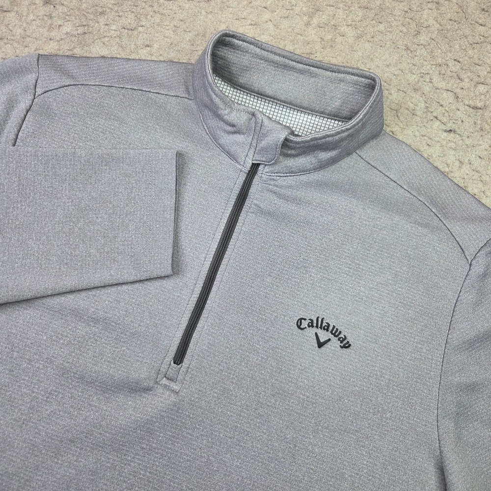 Callaway Golf 1/4 Zip Pullover Mens L Gray Mock Neck Performance Sweater